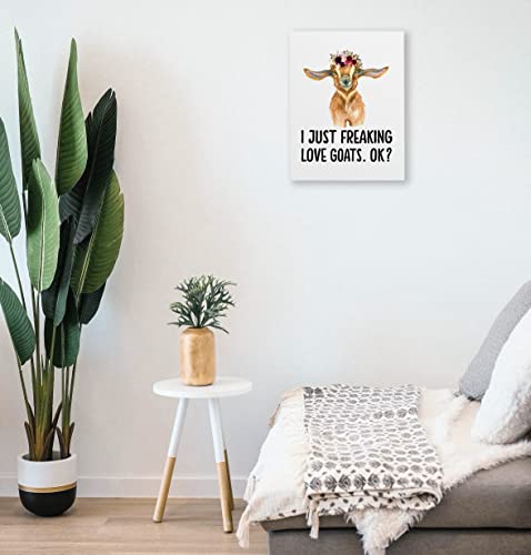 I Just Freaking Love Goats Ok Framed Canvas Wall Art Decor 11×14 Inch,Farmhouse Floral Baby Goat Print Painting Artwork Home Wall Decoration For Bedroom Living Room Kids Room,Goat Lover Girls Gift #TOP2