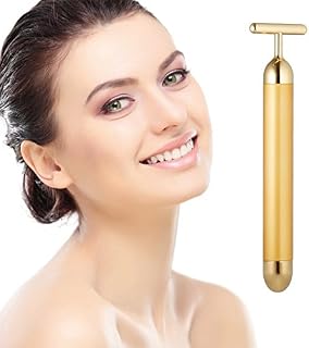 Beauty Bar 24k Golden Pulse Facial Massager, T-Shape Electric Sign Face Massage Tools