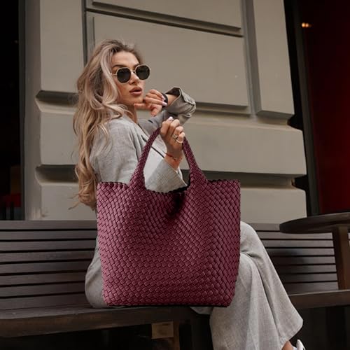 Image of JINMANXUE Fashion Woven Bag Shopper Bag Travel Handbags and Purses Women Tote Bag Large Capacity Shoulder Bags
