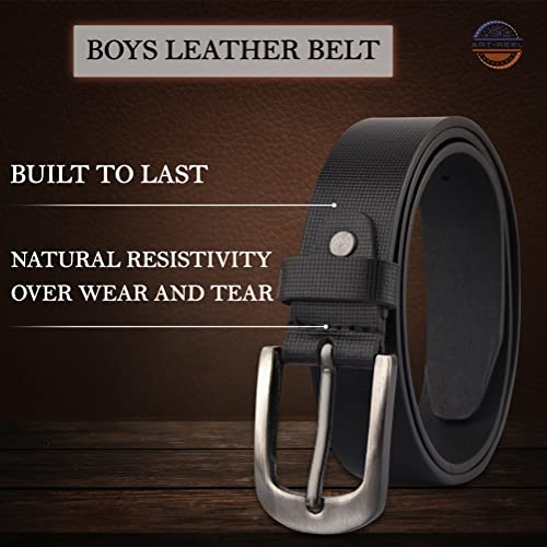 Image of Genuine Leather Belt for Kids, Black /Brown Colour Adjustable Belt with Metal Buckle, Belt for Formal, Casual & Jeans Wear, Waist 20-24-28-30 Inch 3|5|7|9|11 Yrs