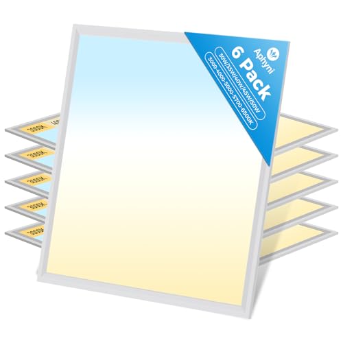 Aphyni 6PACK 2x2 LED Flat Panel Light, 5500 Lumens, 0-10V Dimmable, 30W/35W/40W/45W/50W Power Selectable, 3000K-6500K CCT Adjustable, 120-277V Drop Ceiling Light for Office, School, Commercial Use Aphyni 6PACK 2x2 LED Flat Panel Light, 5500 Lumens, 0-10V Dimmable, 30W/35W/40W/45W/50W Power Selectable, 3000K-6500K CCT Adjustable, 120-277V Drop Ceiling Light for Office, School, Commercial Use