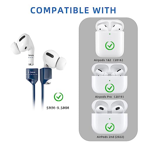 Image of Magnetic Anti-Lost Straps for AirPods,4 Pack Ultra Strong Magnetic AirPod Strap Anti-Lost Neck Rope Cord,Soft Silicone Sports Lanyard Compatible with AirPods 1&2 / Pro /2nd /3rd (Black+White+Red+Blue)