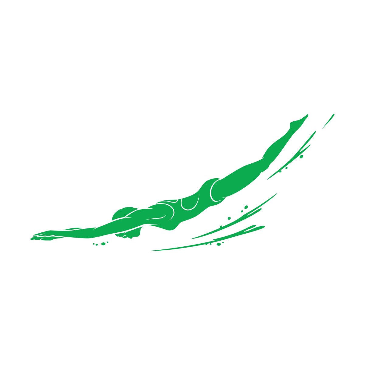 Mural and Wall Vinyl Decal Swimming Pool Water Swimmer Girl Diver Sport 63x137.7cm Personalized Customization Extra Large Green