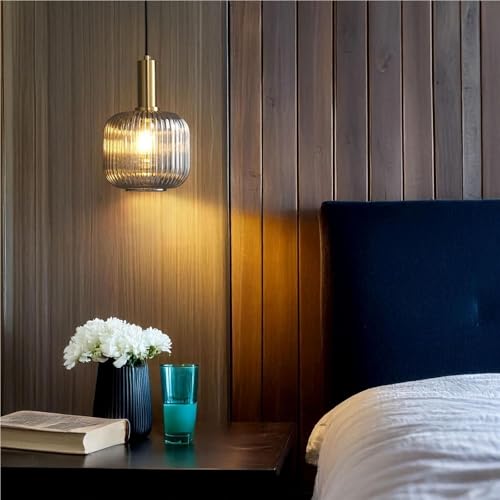 Suspension en verre ambré TQHGM et laiton avec cordon réglable pour plafond - 6