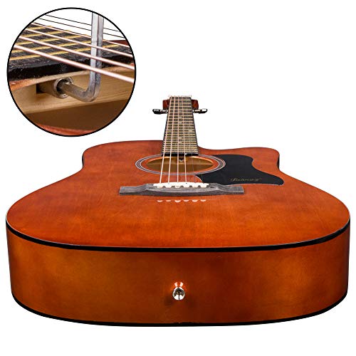 Image of JUAREZ Fiesta 104.14 cm (41 Inch) Acoustic Guitar with Dual Action Truss Rod, JRZ41C /DB 21 Frets Rosewood Fretboard & Bridge, Bag, Strap, 2 Picks, Allen Key, Extra String Set, Brown