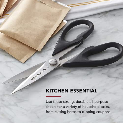 KitchenAid All Purpose Kitchen Shears with Protective Sheath Durable Stainless Steel Scissors, Dishwasher Safe, Soft Grip Comfort Handle, 8.72 Inch, Black image 5