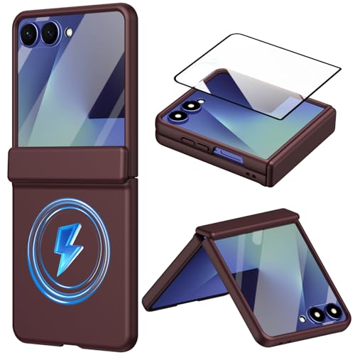 Coque Samsung Z Flip7 silicone rouge étui magnétique antichoc avec charnière