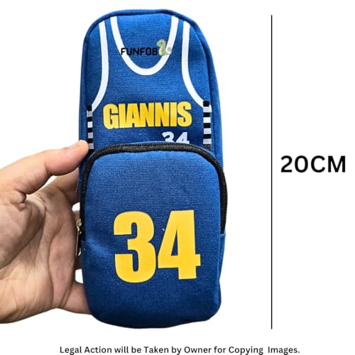 Image of Funfob Soccer Pencil Box for School College for Pen Pencil Soccer Pencil Pouch Travel or Cosmetic Case | Soocer Blue Giannis