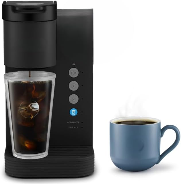 KeuriigK K- Express Essentials Plus, Iced and Hot Single Serve K Cup Pod Coffee Maker, Versatile Brewing (6, 8, 10oz), 36 oz removable water reservoir (Black)