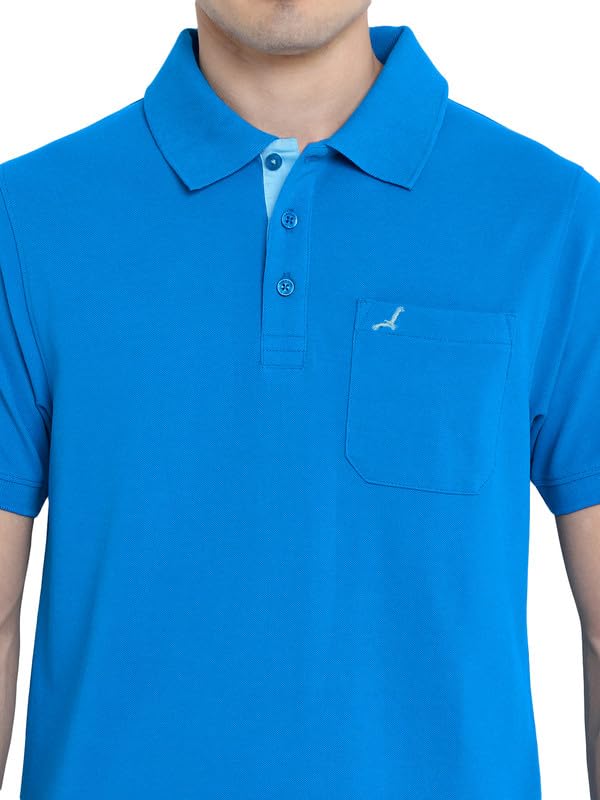 Image of AMERICAN CREW 60% Cotton, 40% Polyester Polo Collar T-Shirt for Men with Pocket, Regular Fit