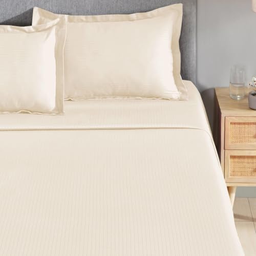 Image of myTrident Bedsheet for Double Bed King Size | 108 inch x 108 inch | Pearled Ivory
