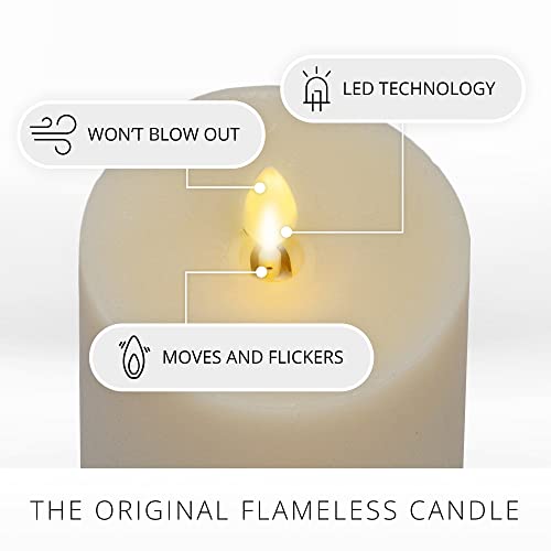 Image of Luminara - Flameless LED Battery Operated Flickering Pillar Candles - Ivory - Pack of 1-3x6.5 - Realistic Moving Flame Real Wax Indoor /Outdoor Decor