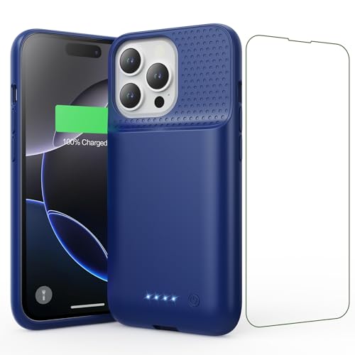 Feob Battery Case for iPhone 16 Pro [2025 Upgraded] 7500mAh Ultra-Slim Portable Smart Charging Case Rechargeable Protective Extended Charging Cover Only for iPhone 16Pro Battery Pack (6.3 Inch) Blue