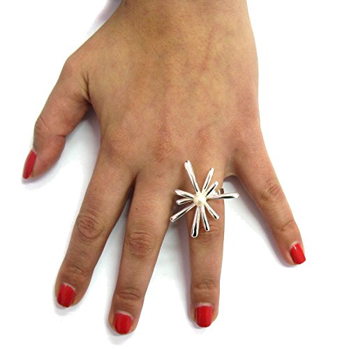Extravagant Silber Ring mit 6 mm perle 925 Empress jewellery Größe 46-69