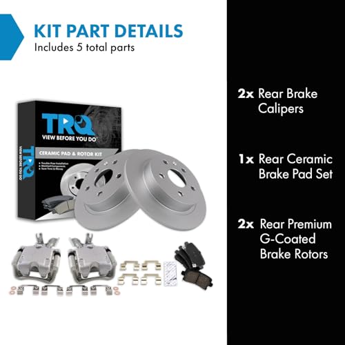 Image of TRQ Rear Brake Pad and Rotor Set Ceramic Solid Rotors Calipers | For 2014-2015 Chevrolet Malibu L4 2.0L