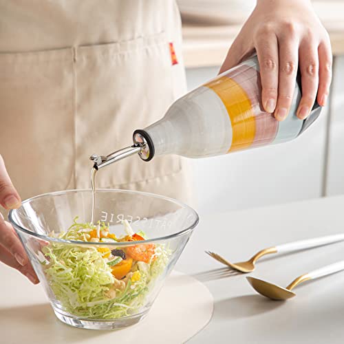 Liucuon Ceramic Olive Oil Dispenser Bottle, Porcelain Vinegar Bottle,Oil Bottle With Pourer For Kitchen,400Ml #TOP7