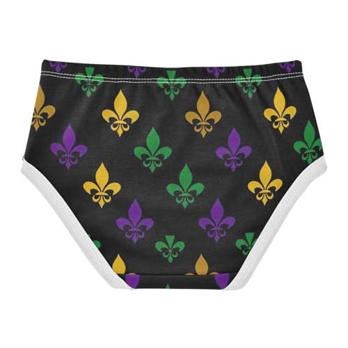 Fleur De Lis Colors Black Cute Panties Girl Toddler Underwear Floral Cotton Print Kids Undies Briefs 2t2
