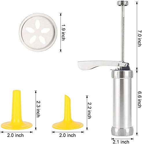 Cookie Press Gun Kit-Includes 20 Cookie Dies And 4 Stainless Steel Nozzle For Diy Biscuit Maker And Decoration Christmas Cookie Making Silver #TOP2