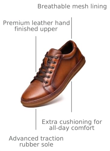 Image of Arkbird Casual Sneakers, Breathable Lace-Up Leather Walking Shoes Comfortable Fashion Sneakers for Men Daily Work
