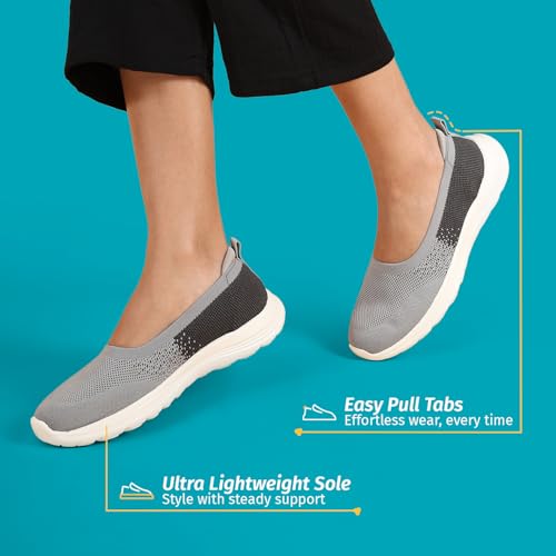 Image of YOHO Knitted Slip-Ons for Women | Lightweight, Stylish & Casual Without Lace Sneakers for Woman | Extra Soft Insole & Shock Absorbing, Walking Loafer Shoes for Ladies SOS-113