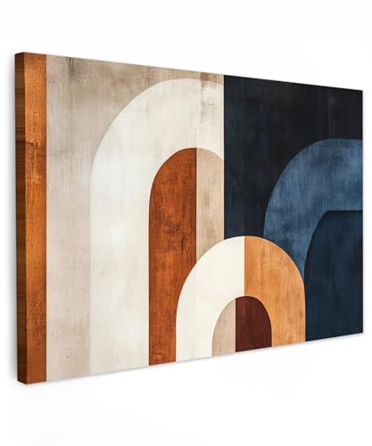 MuchoWow© Impression sur Toile Decoration Murale Peinture 120x80 cm Tableaux Decoratifs Muraux Déco Chambre Tableau Salon Abstrait - Formes - Bleu Foncé