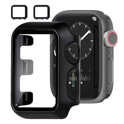 Xahpower 2 Pezzi Cover per Apple Watch Serie 3/Serie 2 42mm, Pellicola Protettiva in Vetro Temperato, Resistente ai Graffi e Alle Cadute, Integrata 9H