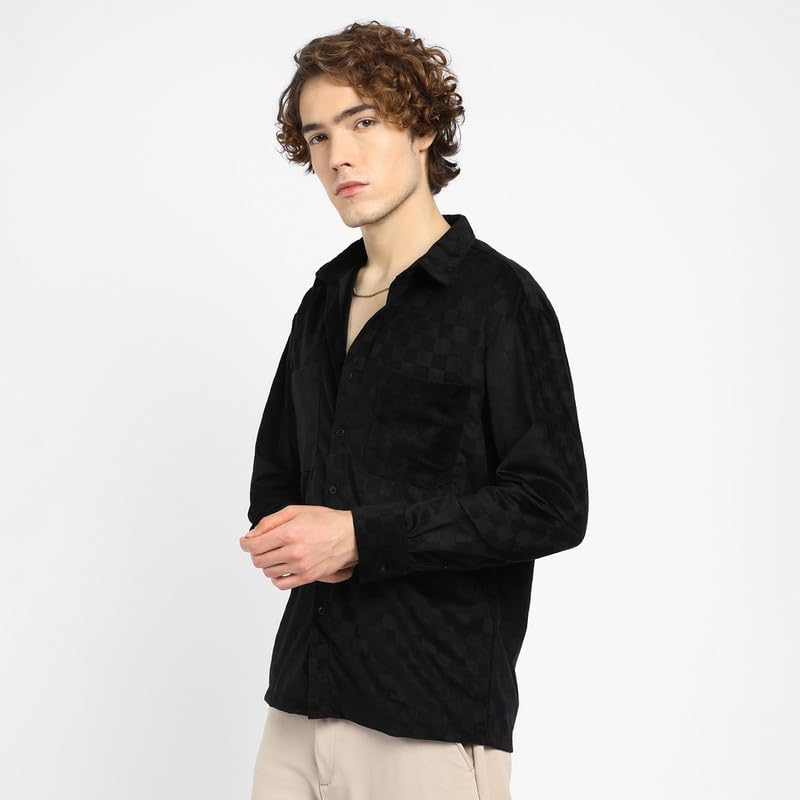 Image of CAHOOT Men's Shacket for Casual Wear | Spread Collar | Long Sleeve | Button Closure | Overshirt /Shacket Crafted with Comfort Fit for Everyday Wear