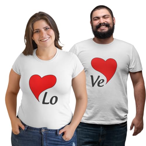 Kit Love Com 2 Camisas Camisetas Dia Dos Namorados Casal Plu Masc. G2 - Fem. M Branco