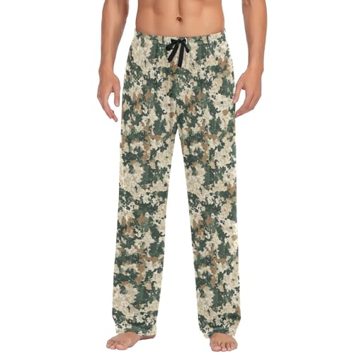 Camouflage Green Men’s Pajama Bottoms Soft Lightweight Lounge Pants with Elastic Drawstring Waist3
