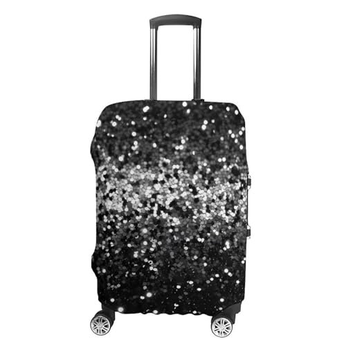 Black White Glitter Luggage Cover, Washable Elastic Suitcase Cover Protector Fit 18-32 Inch Luggage