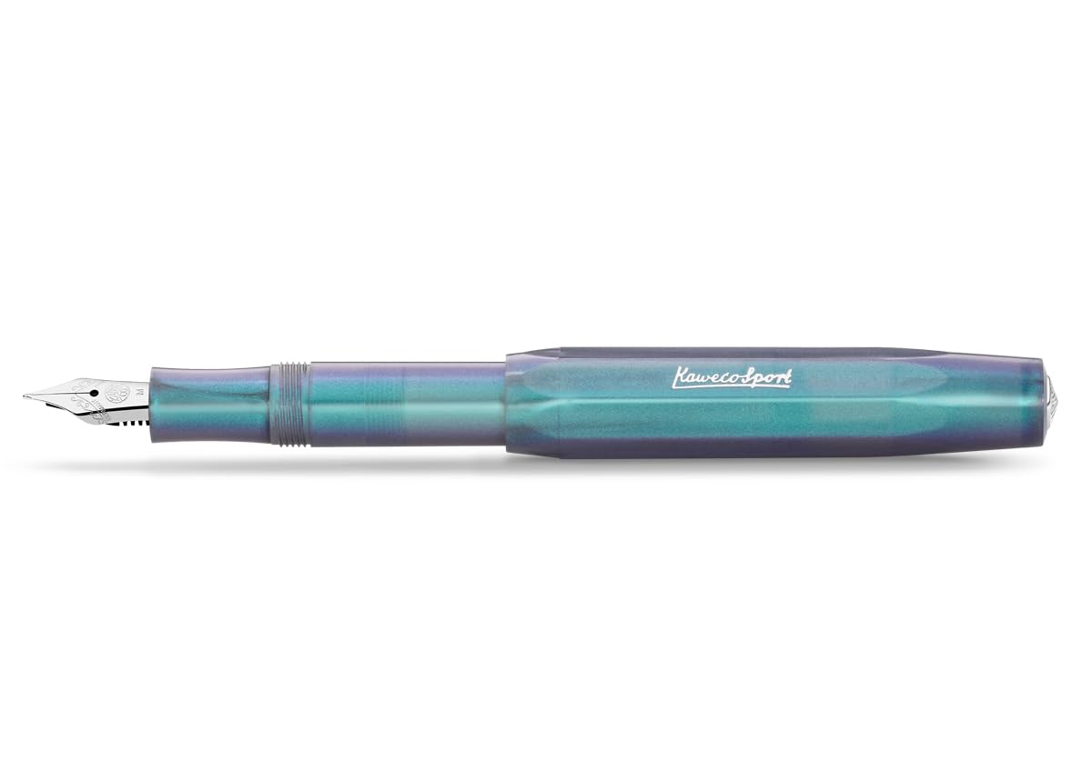 Kaweco LUNAR SPORT Fountain Pen Shadow Blue I Premium Reservoir Pen with Steel Nib for Ink Cartridges 12,7 cm I Nib: B (Broad)