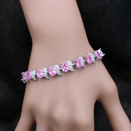 Image of LMXXVJ Fashion Tennis Bracelet Created Emerald White Gold Plated Charm Bracelet Gifts Jewelry for Women