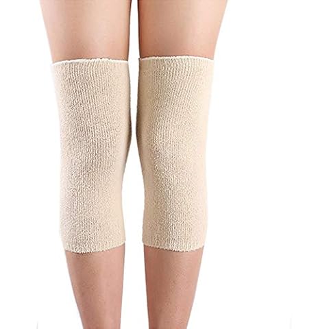 mollensiuer 1 Pair Polyester Athletics Elastic Knee Compression Sleeves Knee Brace Support Pad Leg Knee Warmer for Pain and Arthritis Relief Runing Football Dancing Basketball (Skin Color) Cover