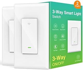 Smart Light Switch, 3 Way 2.4GHz Wi-Fi Smart Switch Compatible with Alexa and Google Home, Single Pole Wall Switch for Lights, ETL FCC Certified, Neutral Wire Required, No Hub Required (2 Pack)