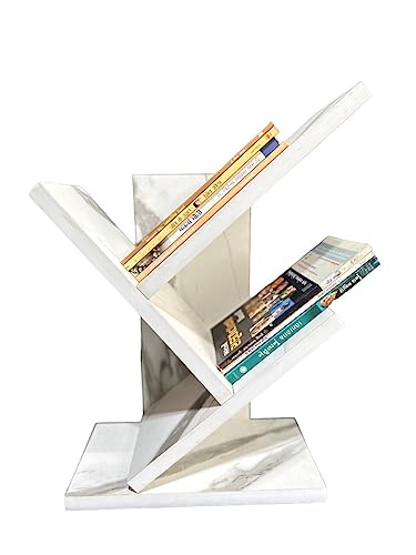 Image of Engineered Wood Bookshelf Multipurpose Home Decor Storage Rack Bookcase Showcase Organizer for Living Room Kitchen (Square 6 Shelf Bookrack) (3 Tier White)