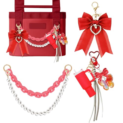Image of Tote Bag Accessories for YETI Camino 20 /35 /50 Bogg Bags Pearl Bow Red