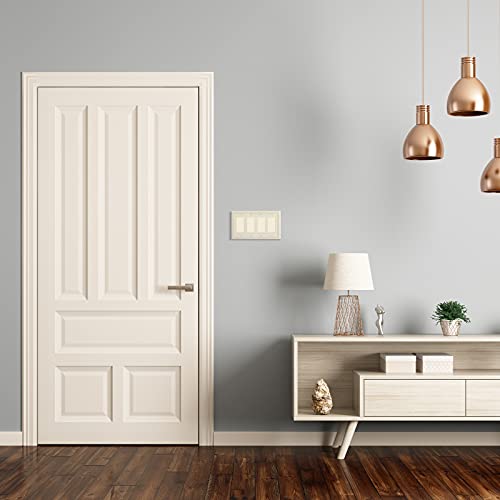Image of Henne Bery Sunken Pearls Heavy Duty Decorative Wall Plate Switch Plate Outlet Cover (Quad Decorator, Light Almond)