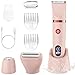 Scttomon Rasoir Electrique Feminin Tondeuse précise pour visage et zones sensibles, Tondeuse à poils corporels pour visage, jambes, aisselles et zone pubienne,étanche, Écran LCD, Rose, 3 in 1