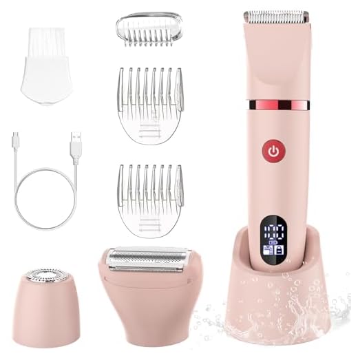 Scttomon afeitadora eléctrica para mujer cortapelos corporal para mujer recortadora para zona bikini Afeitado de piernas impermeable pantalla LCD seco/mojado 3 in 1 rosa