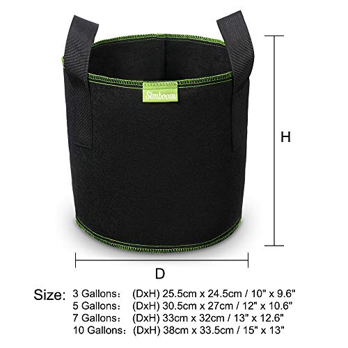 Simboom Plant Grow Bags 10 Gallon, 5-Pack Non-Woven Plant Container Breathable Root Pouch with Handles for Growing Trees Flowers Fruits Vegetables, Black