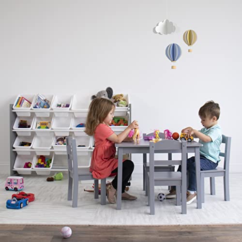 Image of Humble Crew Kids Table and Chair Set, Toddler Activity Table with 4 Chairs for Play, Crafts, Snacks & Learning, Wooden Kids Furniture for Playroom & Bedroom, Grey