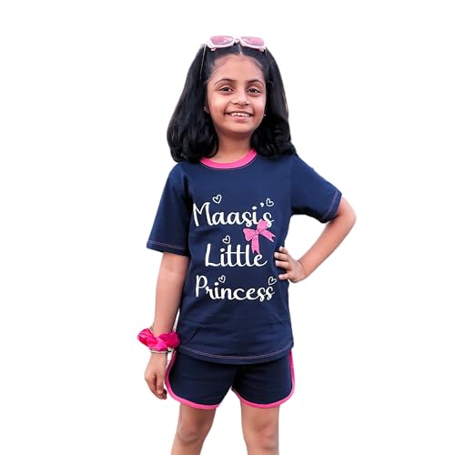 Image of Be Awara Kids Printed Half Sleeves T-shirt & Shorts Clothing Sets, 100% Cotton Soft Girl's Cord Set, Comfortable Wear for Kids With Cool Prints, Everyday Casual Wear for Girl