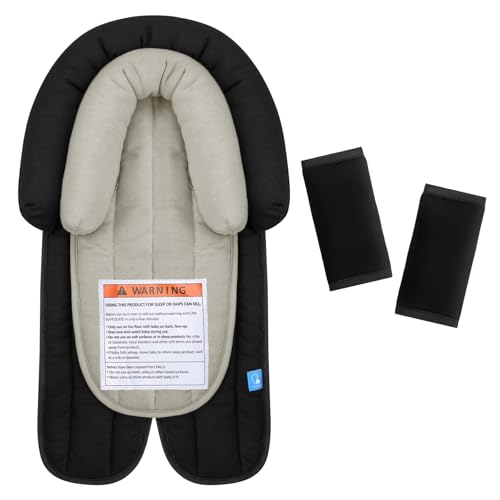 Image of COOLBEBE Upgraded Babybody Support & Strap Covers Set for Newborn Infant Toddler - Extra Soft Breathable Car Seat Insert Cushion Pad, Perfect for Carseats, Strollers, Swing, Black