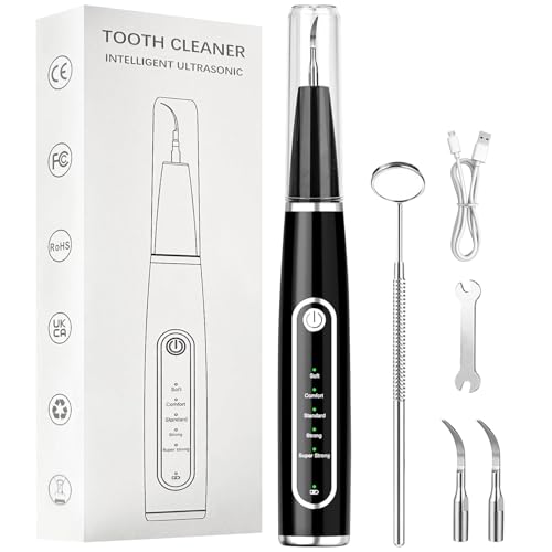 Kit de Limpieza dental VicBou para el Hogar, Elimina Manchas con 5 Modos Ajustables y 3 Cabezales Intercambiables, Negro