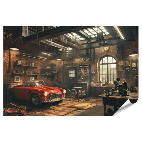 Idée cadeau pour amateurs de voiture : poster XXL de collection en ancien atelier