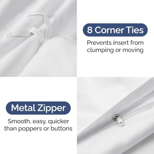 Image of Duvet Cover Super Queen Size Set - Extra Soft Super Queen Duvet Cover 98 inch x 90 inch with 2 Pillow Shams for Women, Men, Kids & Teens - Hotel Luxury w / Zipper Closures & Ties - Comfy & Breathable (White)