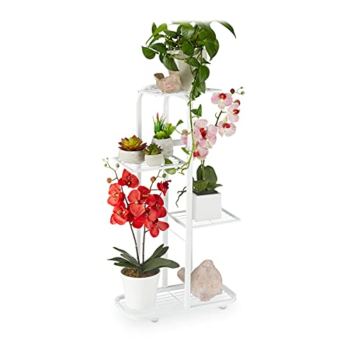 Relaxdays Blumentreppe Metall, 4-stufige Blumenetagere, draußen & drinnen,...