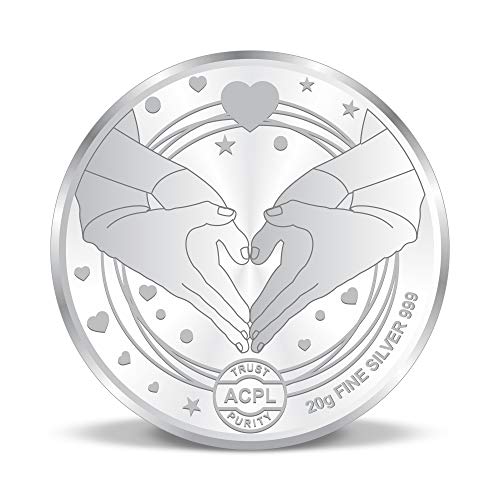 Image of ACPL Precious Moments BIS Hallmarked Wedding-Anniversary Marriage Gift 999 Pure Silver Coin 10gm 20gm 50gm 100gm