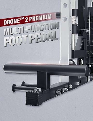 Major Fitness Drone2 Premium Training Smith Machines– All-in-One Home Gym Squat Rack with Aluminum Pulley Set , Weight Bar, Dual LAT Pull-Down Systems (SL D2AW ONLY)