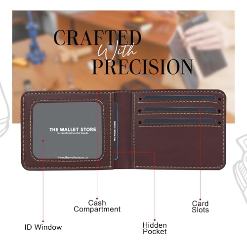Image of The Wallet Store Personalised Leather Wallet for Men | Customised with Name and Charms | Best Gift for Husband, Boyfriend, Brother | for Anniversary, Birthday, Etc. (Brown)